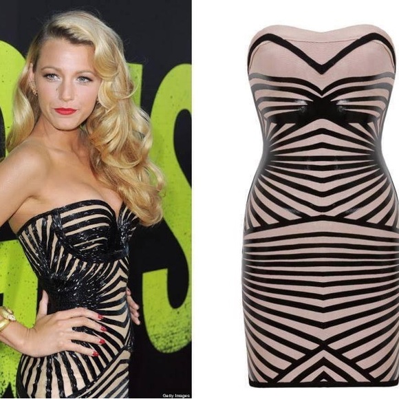 HOST PICK #61 Strapless Beige Leather Bodycon Sexy Mini Bandage Dress XXS XS - Picture 2 of 9